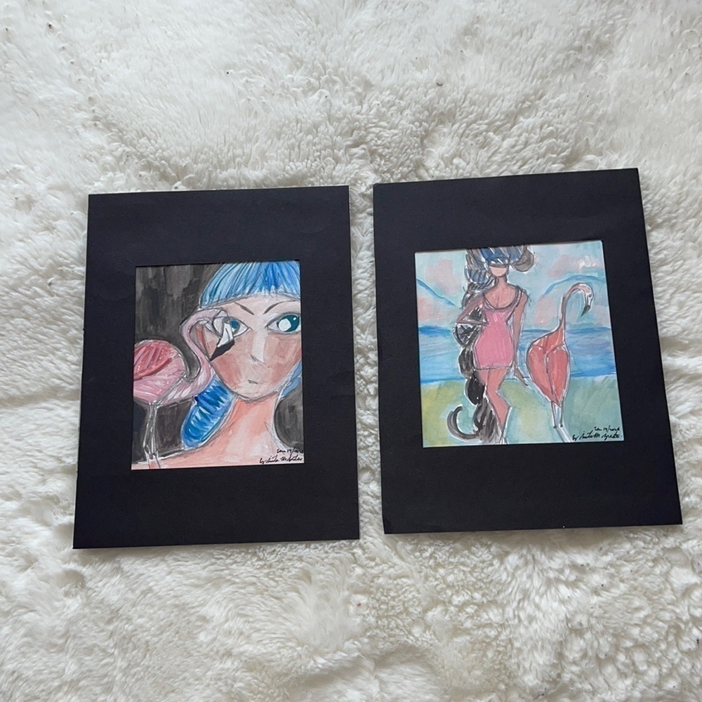 Handmade hand crafted paintings set of two by Me Sinta Margot sect of two